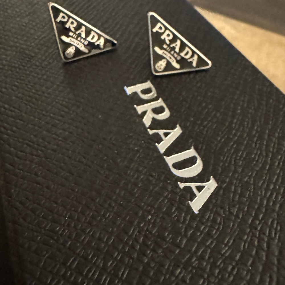 Prada Black Triangle Logo earrings - Picture 5 of 7
